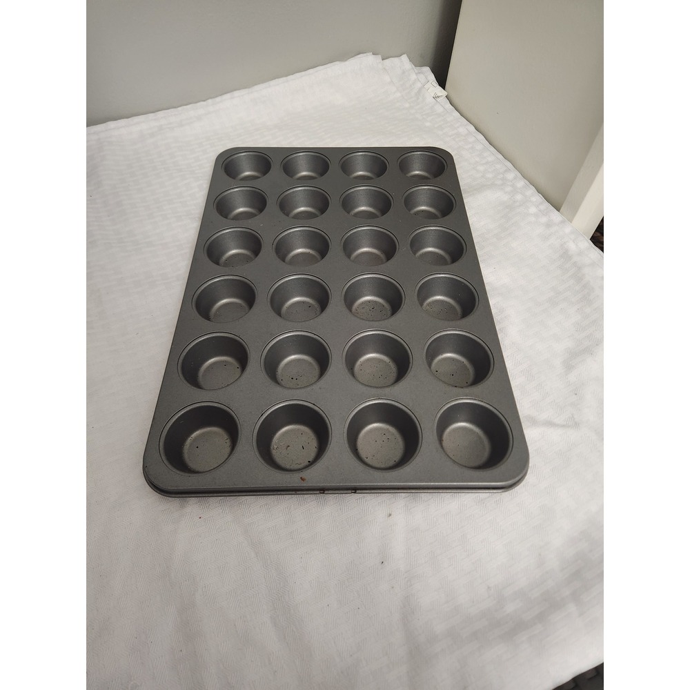 24 Cup Mini Muffin Pan‎ Non-Stick Carbon Steel Cupcake Baking Tray Dark Gray